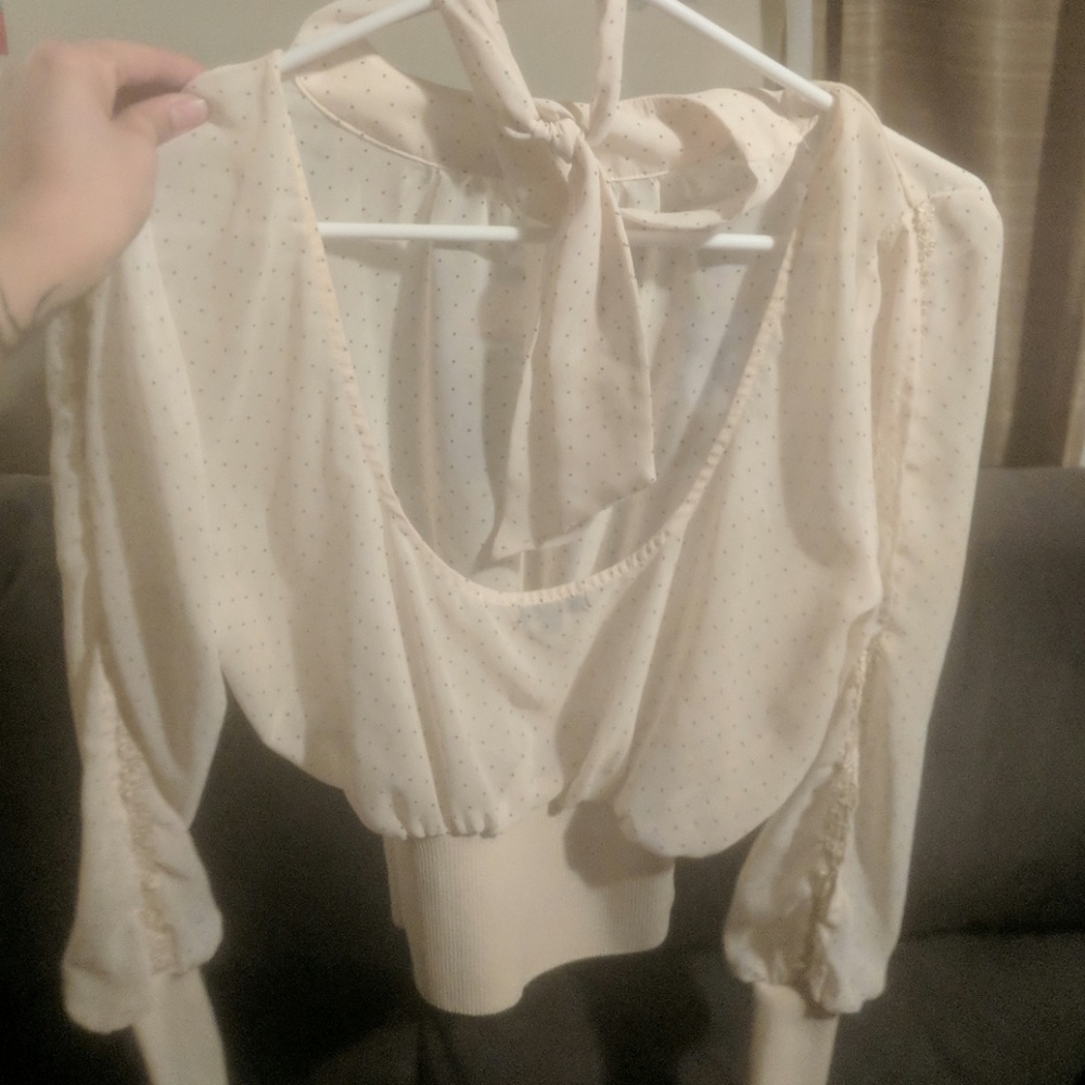 Adorable Sheer polka dot blouse